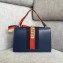 Gucci Embroidered Flower Sylvie Small Shoulder Bag 421882 Blue 2018