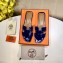 Hermes Oran Patent Calfskin Flat Sandals Blue 2018