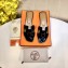 Hermes Oran Patent Calfskin Flat Sandals Black 2018