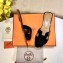Hermes Oran Patent Calfskin Flat Sandals Black 2018