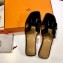 Hermes Oran Patent Calfskin Flat Sandals Black 2018