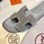 Hermes Oran Flat Sandals with Rhinestone Silver/Grey 2018