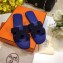 Hermes Oran Flat Sandals with Rhinestone Blue 2018