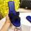 Hermes Oran Flat Sandals with Rhinestone Blue 2018