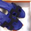 Hermes Oran Flat Sandals with Rhinestone Blue 2018
