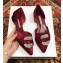 Manolo Blahnik Crystal Satin Flat Shoes Burgundy 2018