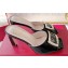 Roger Vivier Heel 8.5cm Trompette Metal Buckle Mules in Leather Patent Black 2024