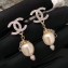 Chanel CC Earrings with Pearl Pendant Silver/Gold 2018
