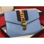 Gucci Sylvie Web Leather Small Wristlet Clutch Bag 477627 Light Blue 2018