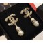 Chanel CC Pearl Pendant Earrings Gold 2018