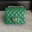 Chanel Classic Flap Mini Bag A1115 in Caviar Leather Green with Golden Hardware 