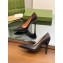 Gucci Heel 10.5cm Leather Pointy Toe Pumps Black 2023