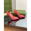 Gucci Heel 10.5cm Leather Pointy Toe Pumps Pink 2023
