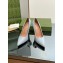 Gucci Heel 10.5cm Leather Pointy Toe Pumps Light Gray 2023