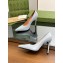 Gucci Heel 10.5cm Leather Pointy Toe Pumps Light Gray 2023