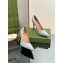 Gucci Heel 10.5cm Leather Pointy Toe Pumps Light Gray 2023