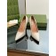 Gucci Heel 10.5cm Leather Pointy Toe Pumps Creamy 2023