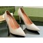 Gucci Heel 10.5cm Leather Pointy Toe Pumps Creamy 2023