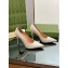 Gucci Heel 10.5cm Leather Pointy Toe Pumps Creamy 2023