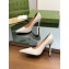 Gucci Heel 10.5cm Leather Pointy Toe Pumps Creamy 2023