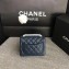 Chanel Classic Flap Mini Bag A1115 in Caviar Leather Sapphire with Golden Hardware 