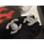 Chanel CC Stud Earrings Silver/White 2018