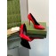 Gucci Heel 10.5cm Leather Pointy Toe Pumps Patent Red 2023