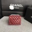 Chanel Classic Flap Mini Bag A1115 in Lambskin Leather Burgundy with Silver Hardware