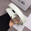 Chanel Calf Leather Belt with Blue Buckle 30mm Width White 2018