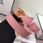 Chanel Calf Leather Belt with Red Buckle 30mm Width Pink 2018