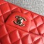 Chanel Classic Flap Mini Bag A1115 in Lambskin Leather Red with Silver Hardware