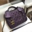 Chanel CC Filigree Grained Vanity Case Medium Bag A93343 Metallic Purple