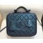 Chanel CC Filigree Grained Vanity Case Medium Bag A93343 Metallic Dark Turquoise