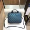 Chanel CC Filigree Grained Vanity Case Medium Bag A93343 Metallic Dark Turquoise