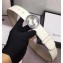 Gucci White Leather Belt with Interlocking G Buckle 370543 37MM Width Silver Hardware 2018