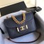 Chanel Grained Calfskin Small Archi Chic Flap Bag A57217 Blue/Gold 2018