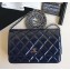 Chanel Patent Leather Classic Quilted WOC Bag Blue/Silver