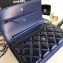 Chanel Patent Leather Classic Quilted WOC Bag Blue/Silver