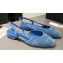 Chanel Heel 1.5cm Flat Slingbacks Print Denim Light Blue 2023