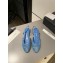 Chanel Heel 1.5cm Flat Slingbacks Print Denim Light Blue 2023