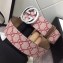 Gucci GG Supreme Belt with Silver G Buckle 37mm Red 