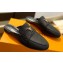 Louis Vuitton Grained calf leather LV Capri Open Back Loafers Black 2023