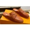 Louis Vuitton Grained calf leather LV Capri Open Back Loafers Brown 2023