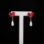 Chanel Heart Pearl Short Earrings Red 2018