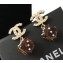 Chanel CC Short Earrings with Dice Pendant Brown 2018