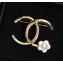 Chanel CC Camellia Brooch Gold/White 2018