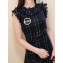 Chanel 'CHANEL' Crystal Hoop Brooch Black Leather/Silver 2018