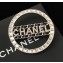 Chanel 'CHANEL' Crystal Hoop Brooch Black Leather/Silver 2018