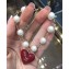 Chanel Pearls Bracelet with Heart Pendant Red 2018