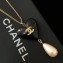 Chanel Pearl Heart Pendant Sweater Long Necklce Black 2018